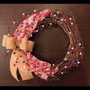 Rustic Red White and Blue Wreath
